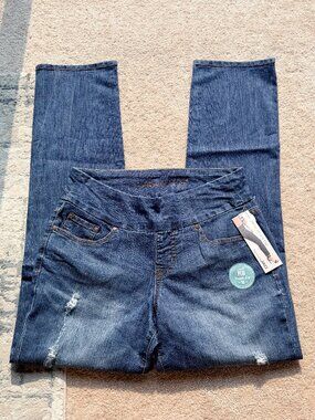 JAG Jeans Peri Straight Leg Pull-On Denim High Rise Jeans - Size 8